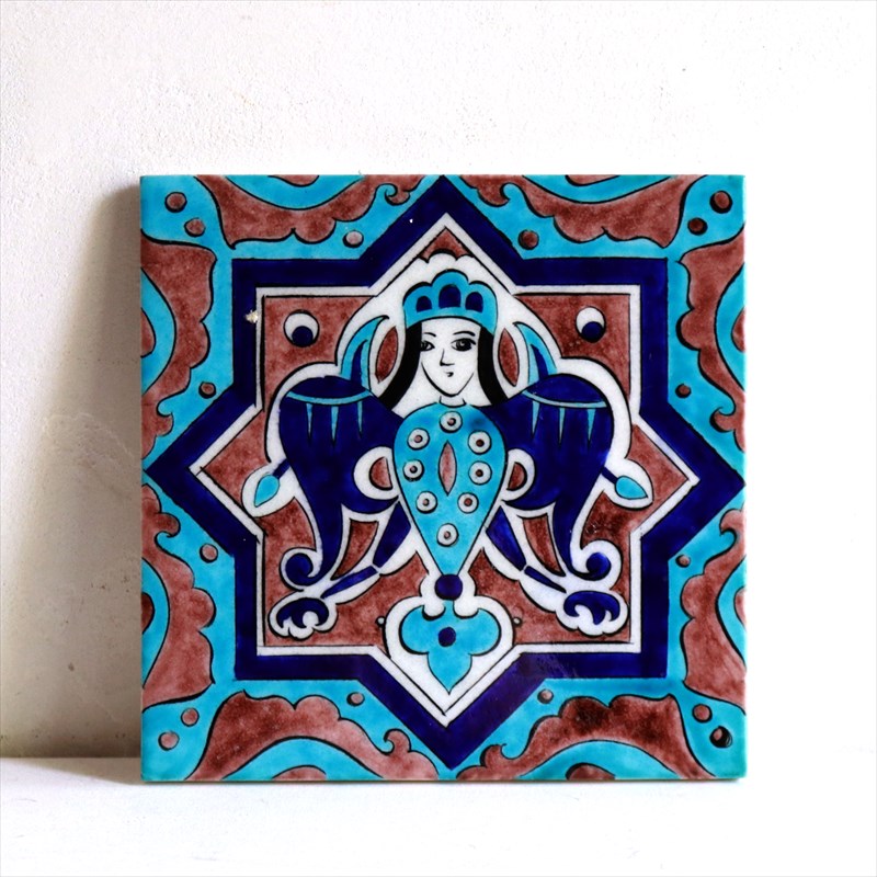 トルコ手書きタイル H15×W15×D1cm 磁器の陶板 セルジュークデザイン