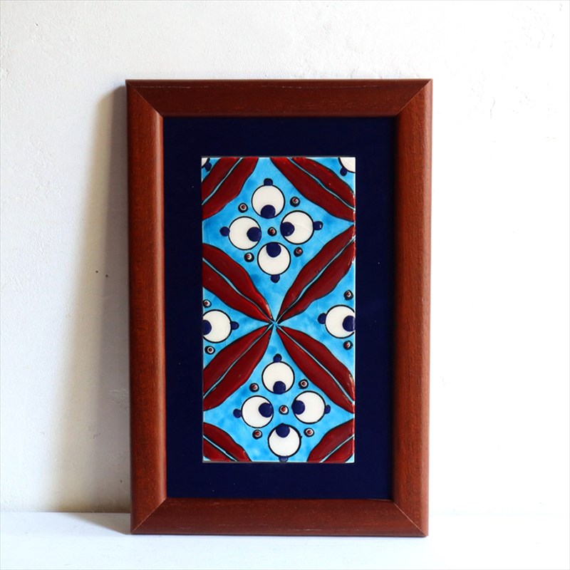 【15%OFF】手書きタイル トルコ陶器 ミニタイル1枚額 H29.5×W19.5×D1.5cm チントマニ Turkish Hand Paint Tile