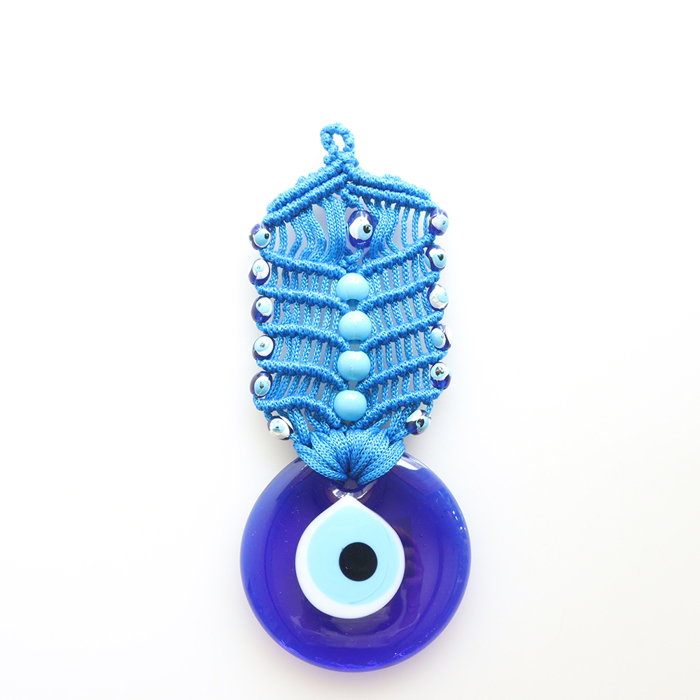 ナザルボンジュウ Nazar Boncug/Evel Eye・組み紐飾り 7.5cm/青い目玉のお守り/壁飾り
