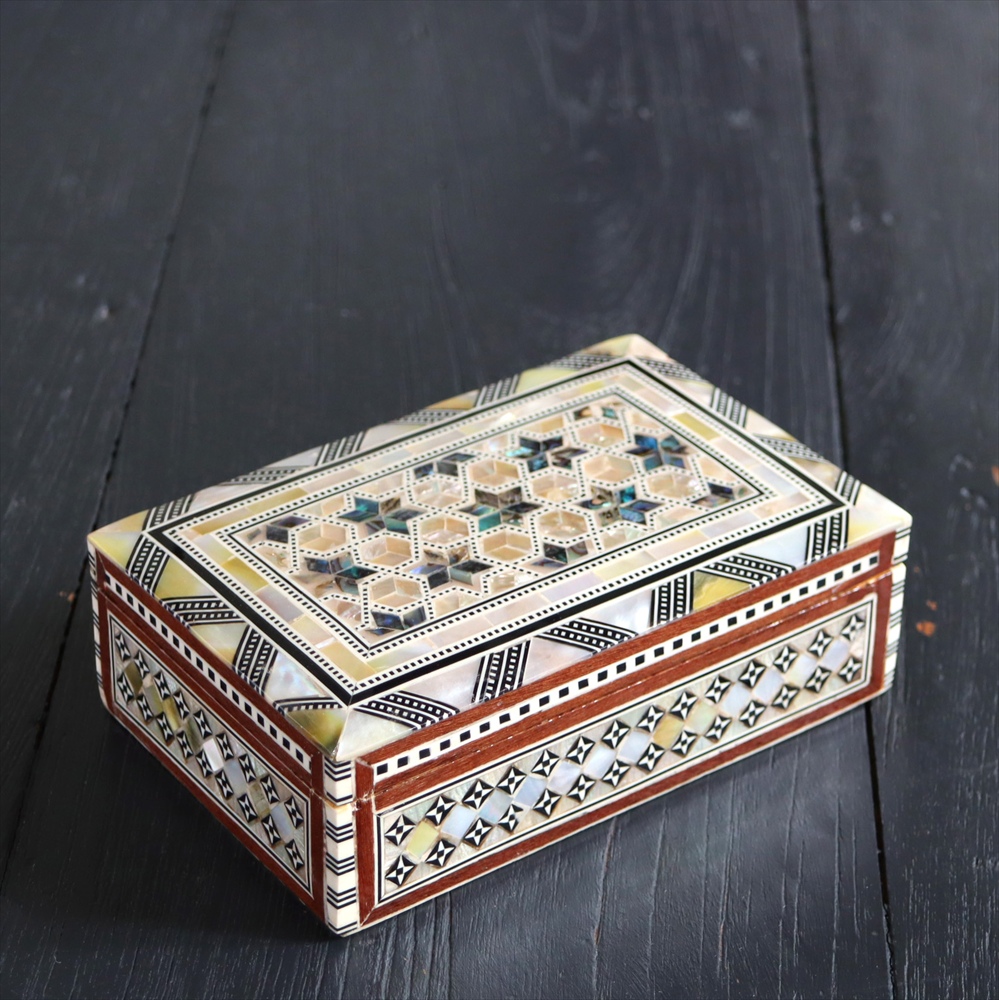 【15%OFF】エジプト螺鈿のジュエリーボックス　Mother of Pearl Egypt 幾何学模様の伝統工芸品