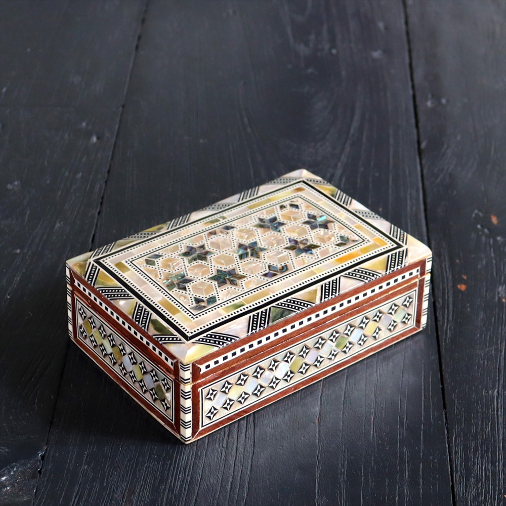 【15%OFF】エジプト螺鈿のジュエリーボックス　Mother of Pearl Egypt 幾何学模様の伝統工芸品