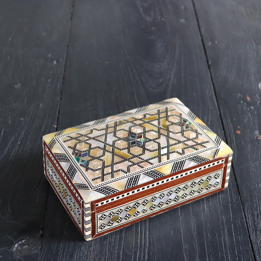 【15%OFF】エジプト螺鈿のジュエリーボックス　Mother of Pearl Egypt 幾何学模様の伝統工芸品