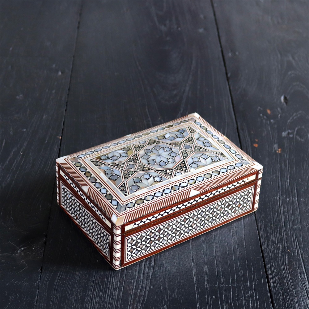【15%OFF】エジプト螺鈿のジュエリーボックス　Mother of Pearl Egypt 幾何学模様の伝統工芸品