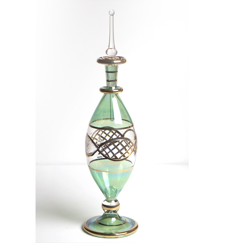 エジプト香水瓶 ガラス工芸 19cm 　クレオパトラ グリーン
