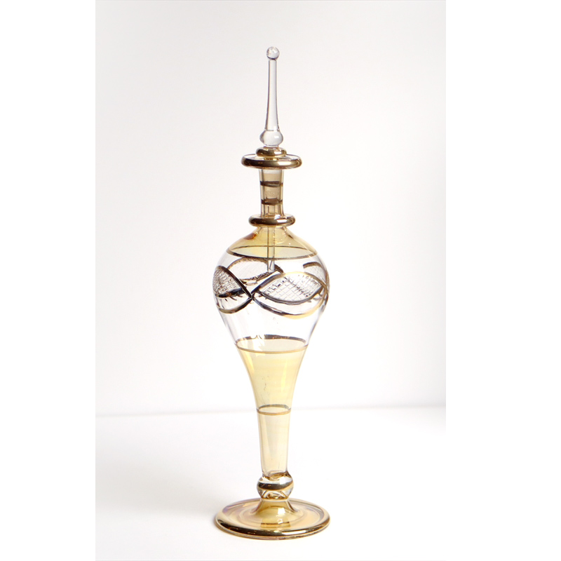 エジプト香水瓶 ガラス工芸 19cm 　クレオパトラ イエロー