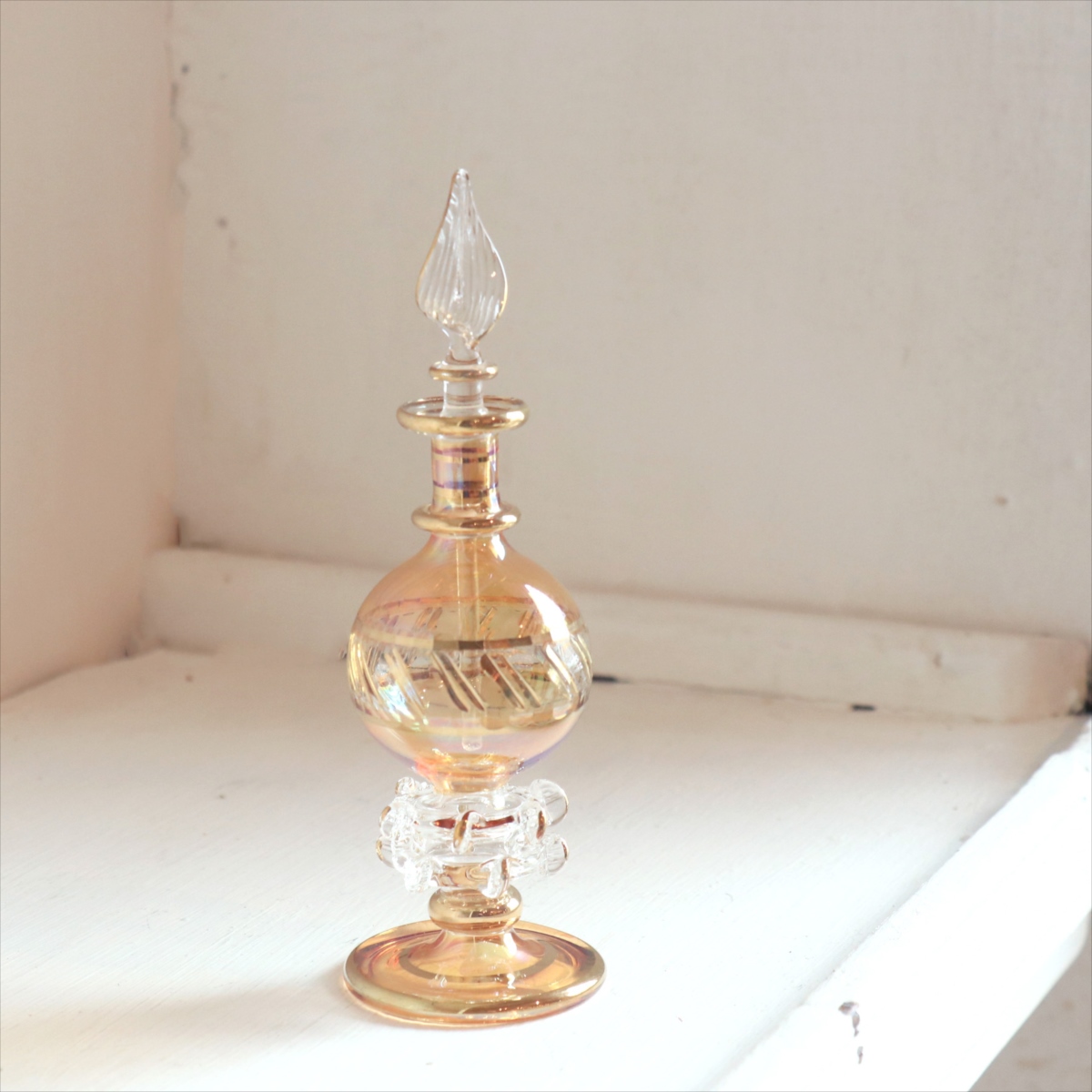 エジプト ガラス　香水瓶 クレオパトラ　15cm イエロー