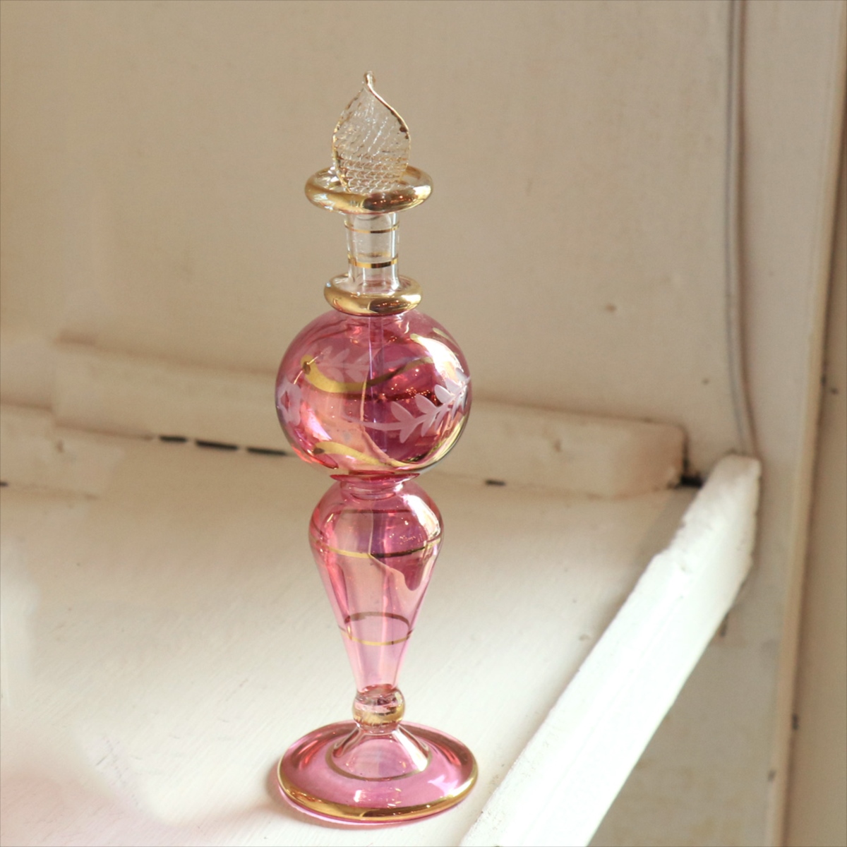 エジプト ガラス　香水瓶 クレオパトラ　15cm　パープル