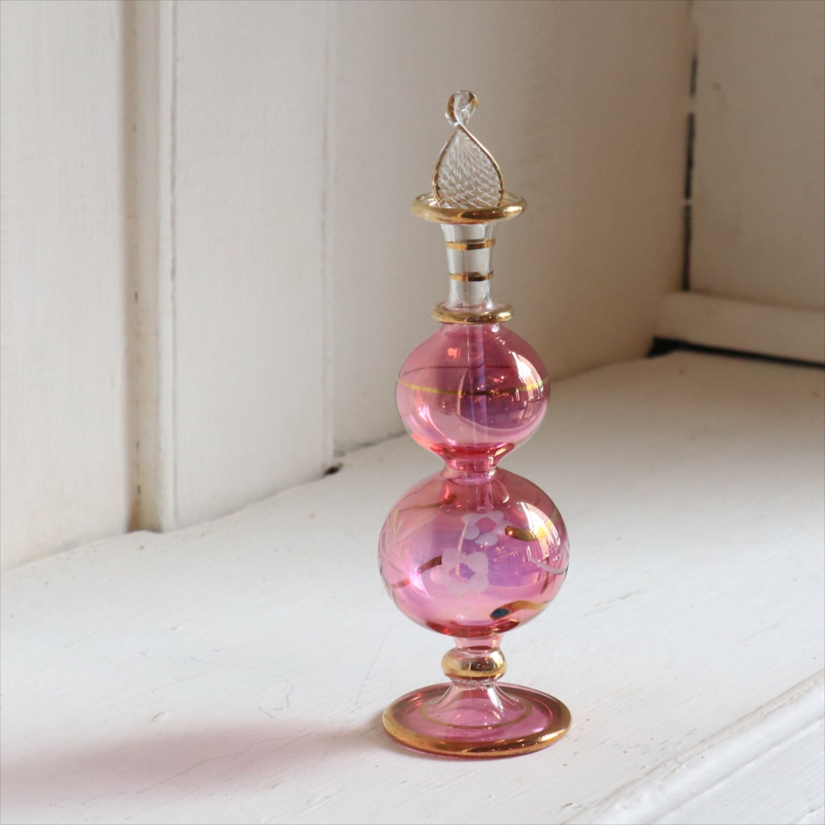 エジプト ガラス　香水瓶 クレオパトラ　15cm　パープル