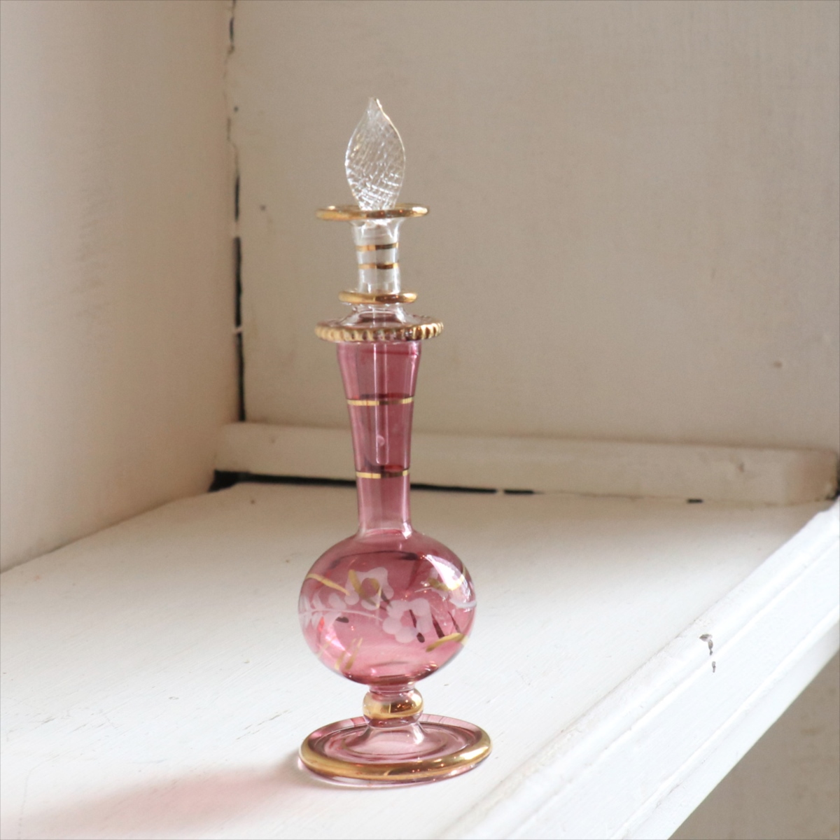 エジプト ガラス　香水瓶 クレオパトラ　15cm　パープル