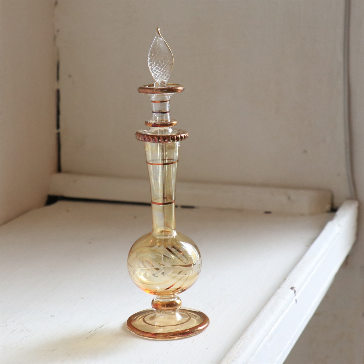 エジプト ガラス　香水瓶 クレオパトラ　15cm イエロー