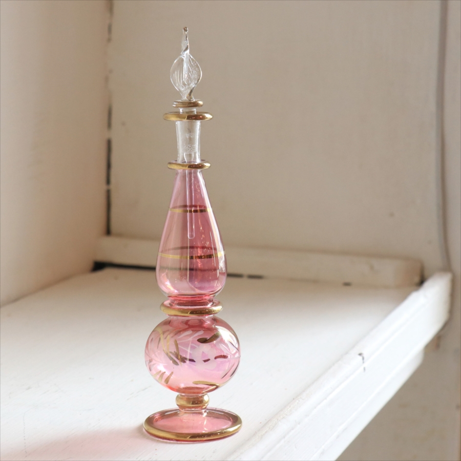 エジプト ガラス　香水瓶 クレオパトラ　15cm　パープル