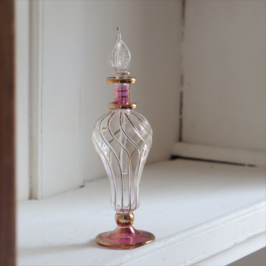 エジプト香水瓶 ゴールドライン　クリア /パープル