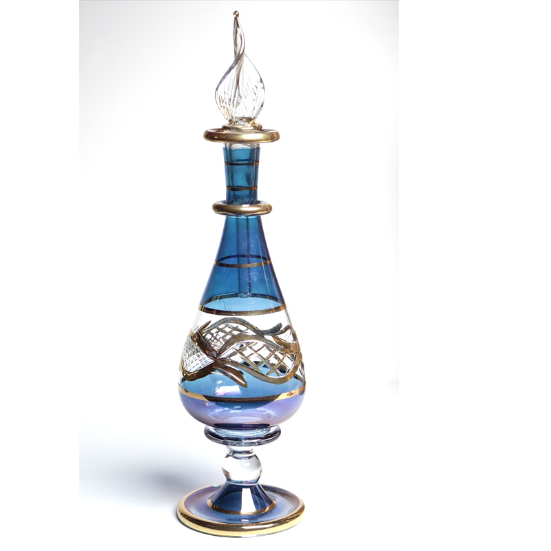 エジプト ガラス 香水瓶 19cm 　クレオパトラ ブルー