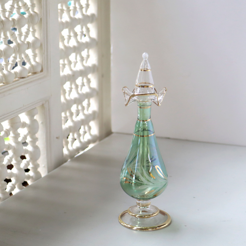 エジプトガラス香水瓶　クレオパトラ Egyptian Perfume Bottle　グリーン