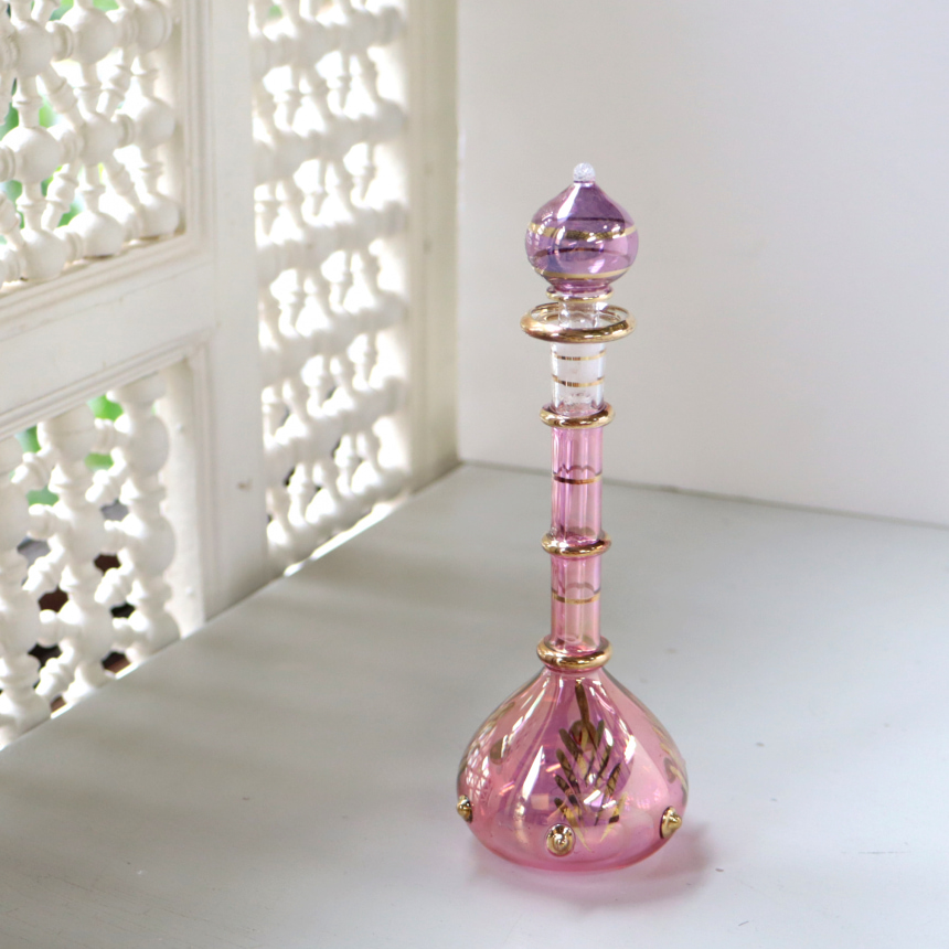 エジプトガラス香水瓶　Egyptian Perfume Bottle　パープル　18cm