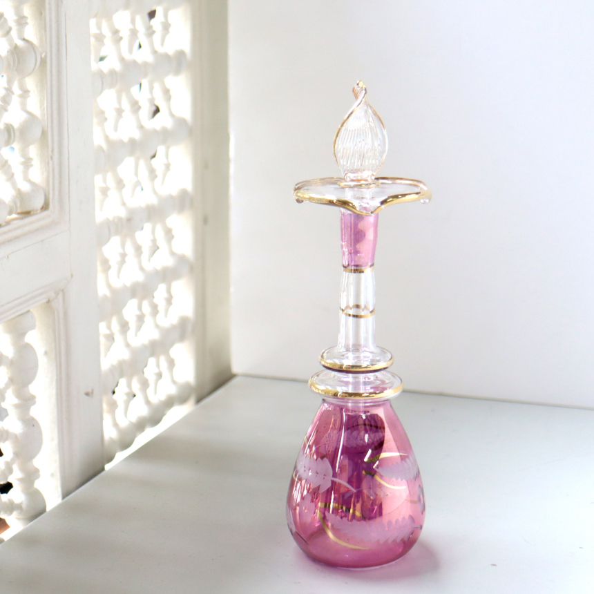 エジプトガラス香水瓶　Egyptian Perfume Bottle　パープル　18cm