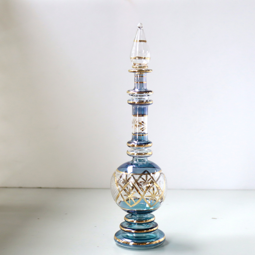エジプトガラス香水瓶　クレオパトラ　Egyptian Perfume Bottle　ブルー　23cm