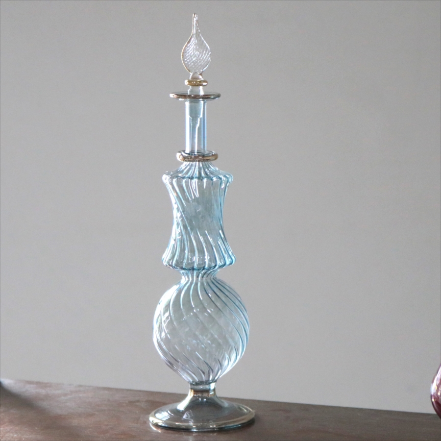 エジプト香水瓶 トールサイズ　20cm ブルー　オプティック
