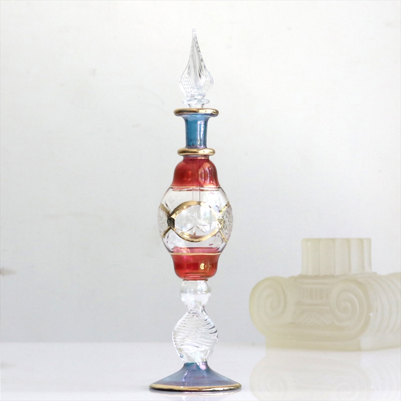 エジプト・ガラス香水瓶　クレオパトラトールサイズ　レッド　21cm