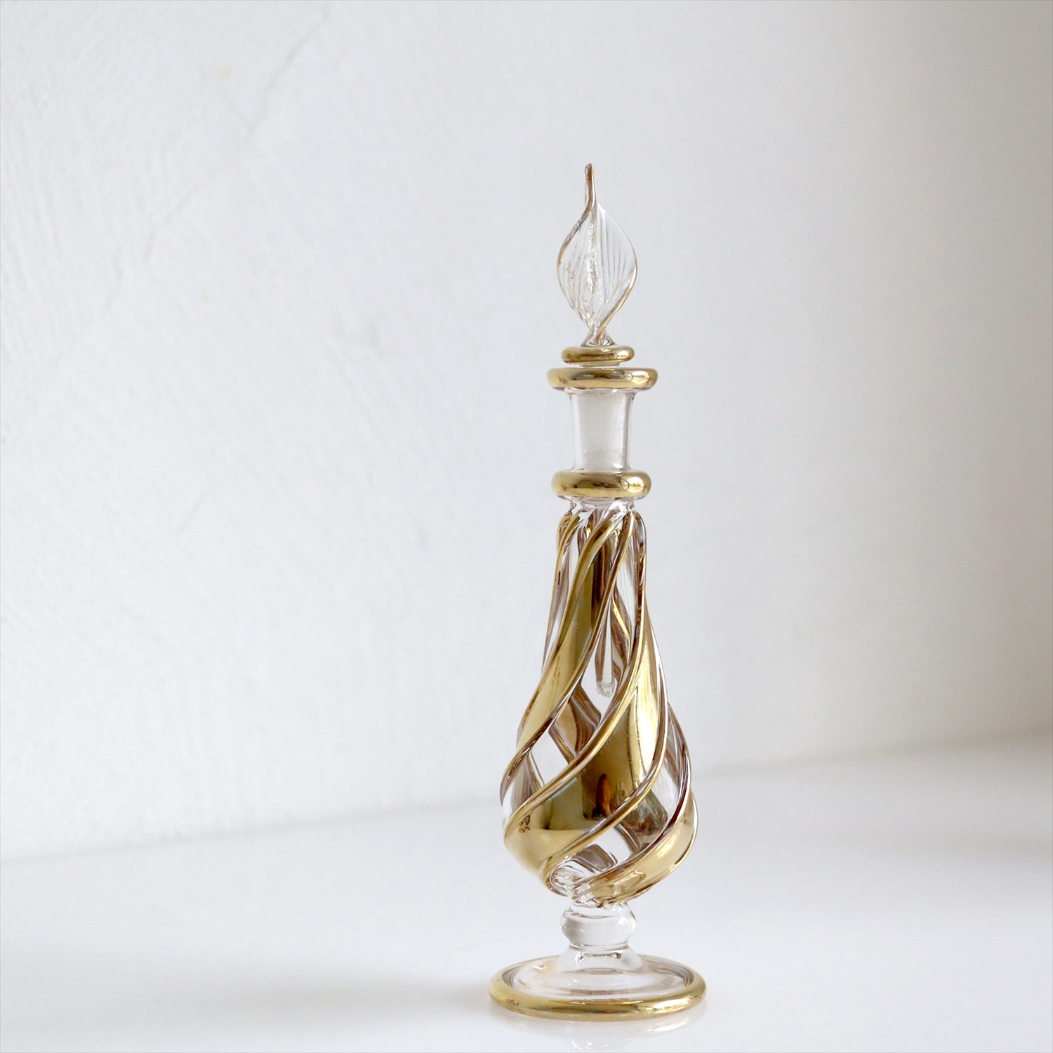 エジプトガラス香水瓶　ファラオ 13cm　ゴールド/クリア