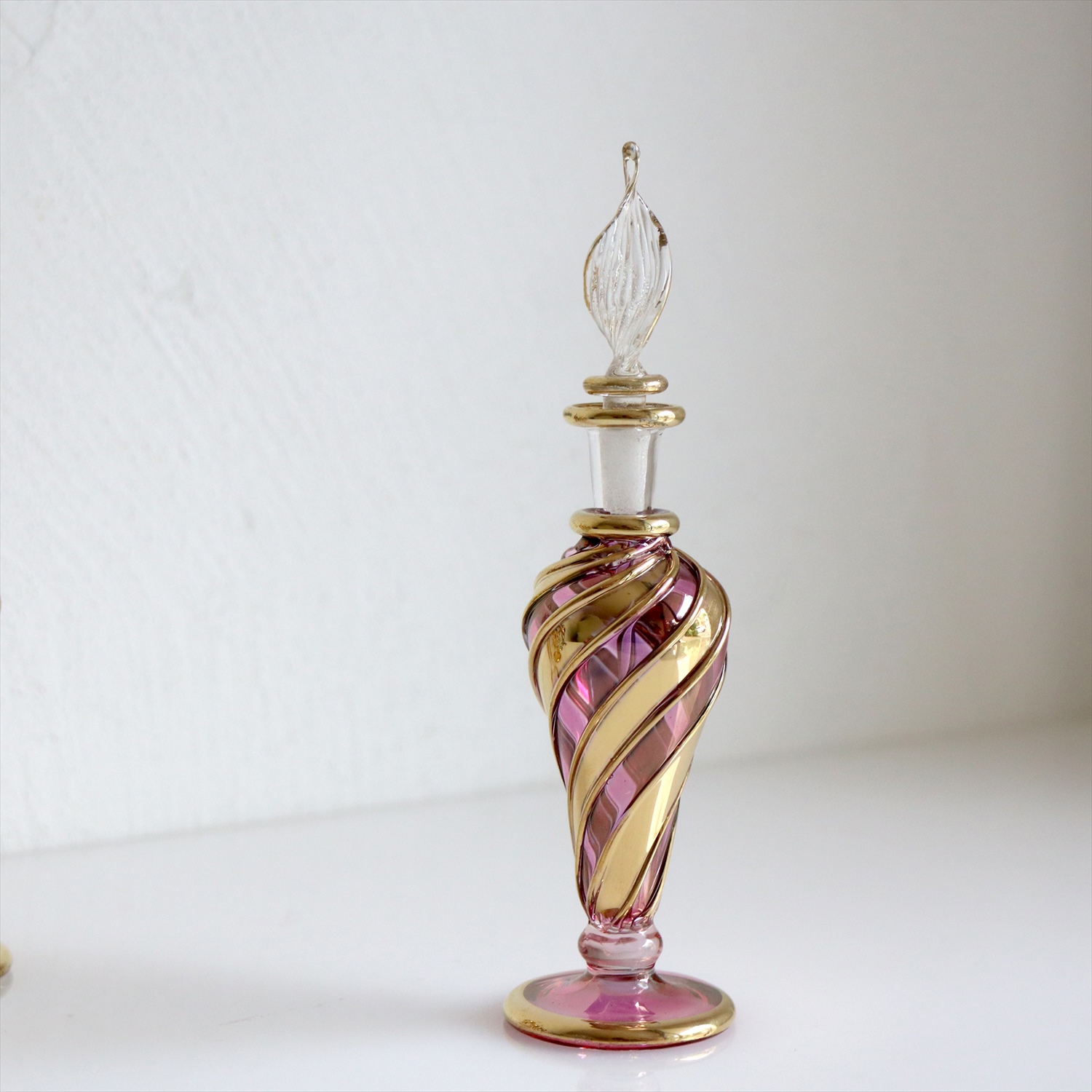 エジプトガラス香水瓶　ファラオ 13cm　ゴールド/パープル