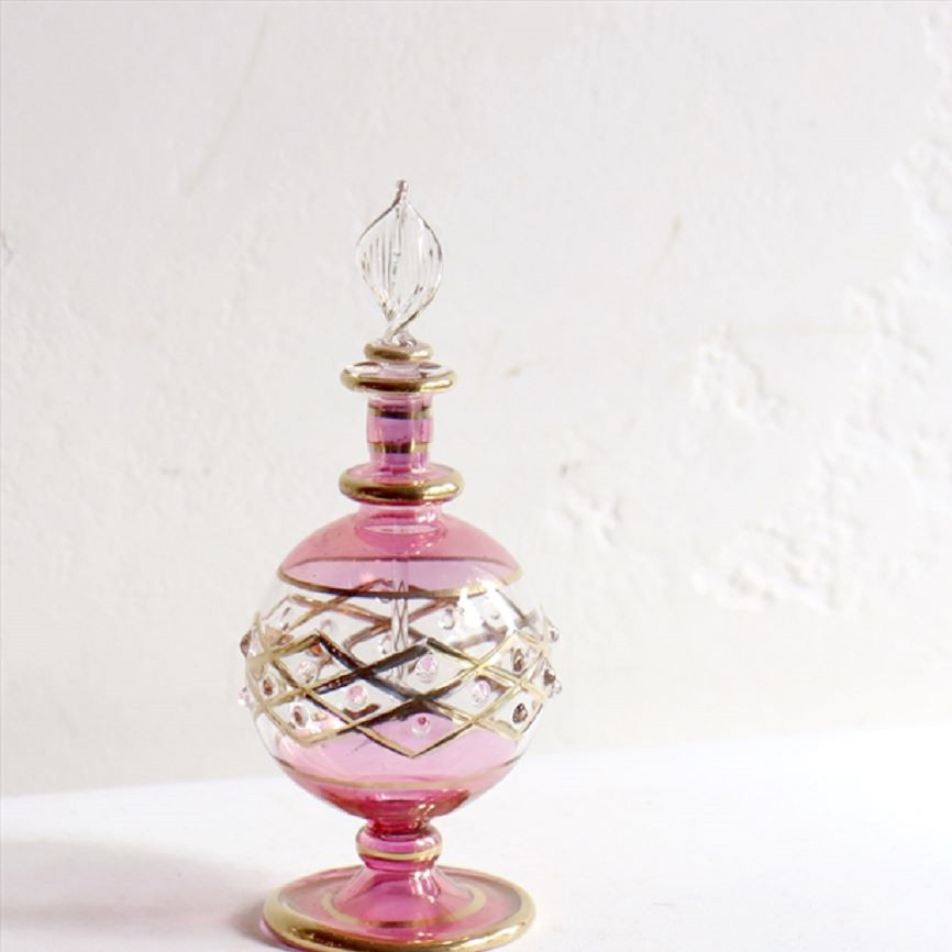 エジプト ガラス　香水瓶 クレオパトラ　15cm　ピンク