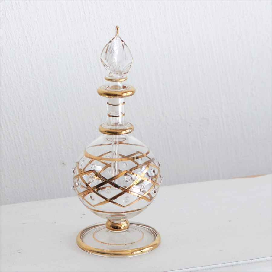 エジプトガラス香水瓶　クレオパトラ　Egyptian Perfume Bottle　　15cm　クリア