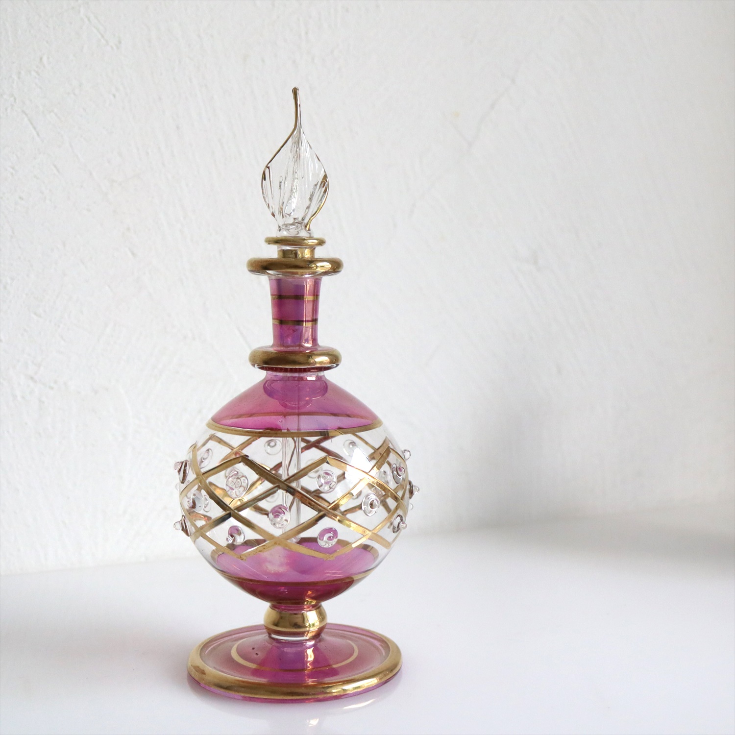 エジプトガラス香水瓶　クレオパトラ　Egyptian Perfume Bottle　　15cm　パープル