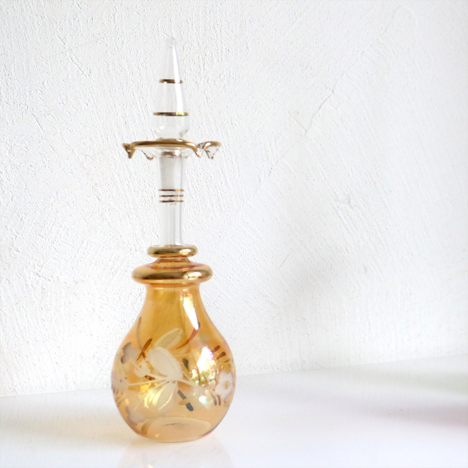 エジプトガラス香水瓶　Egyptian Perfume Bottle　18cm イエロー