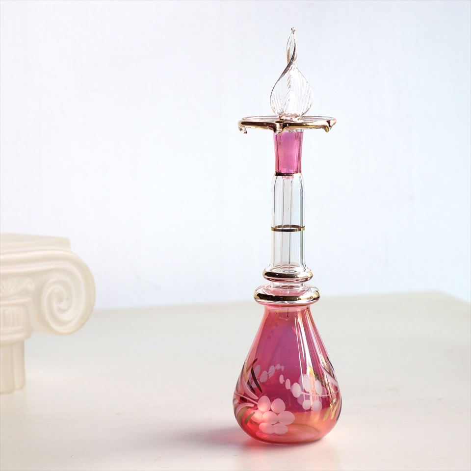 エジプトガラス香水瓶　Egyptian Perfume Bottle　20cm レッド