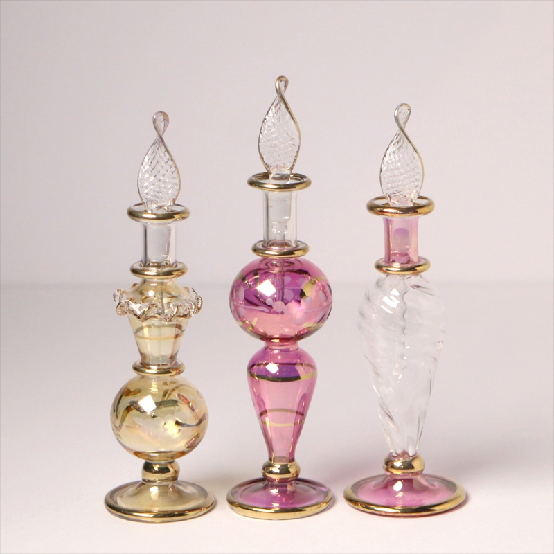 エジプトガラス香水瓶　Egyptian Perfume Bottle　3本セット　イエロー/ピンク/ピンク