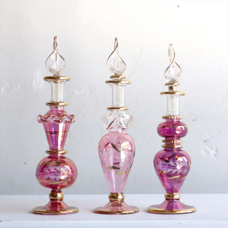 ガラス香水瓶　3本セット　エジプト製 Egyptian Purfume Bottle