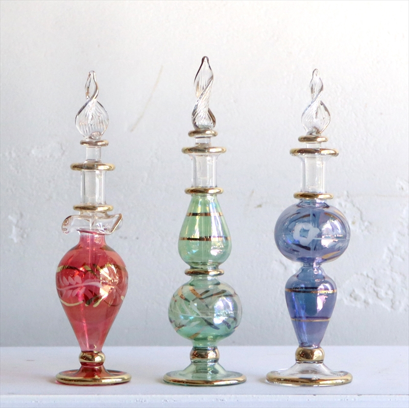 ガラス香水瓶　3本セット　エジプト製 Egyptian Purfume Bottle