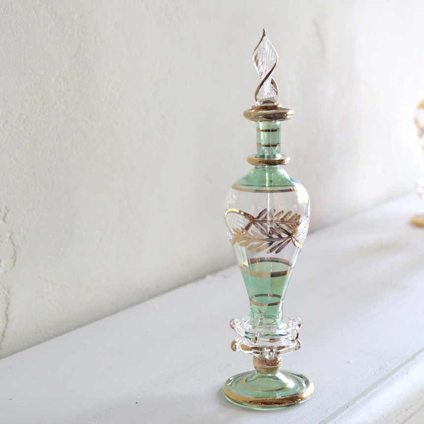 エジプト ガラス　香水瓶 クレオパトラ　グリーン