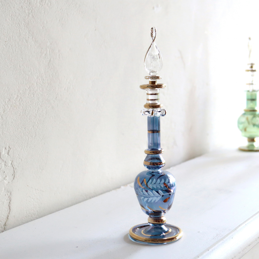 エジプト ガラス　香水瓶 クレオパトラ　ブルー