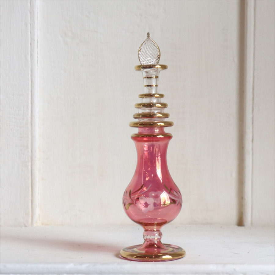 エジプト ガラス　香水瓶 クレオパトラ　15cm　パープル