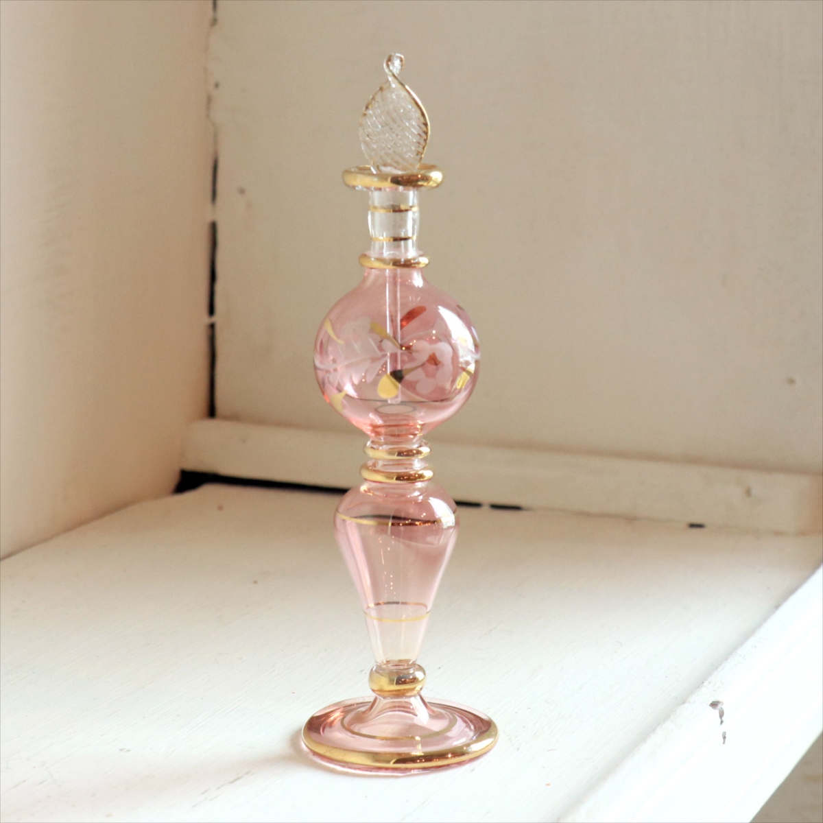 エジプト ガラス　香水瓶 クレオパトラ　15cm　ピンク