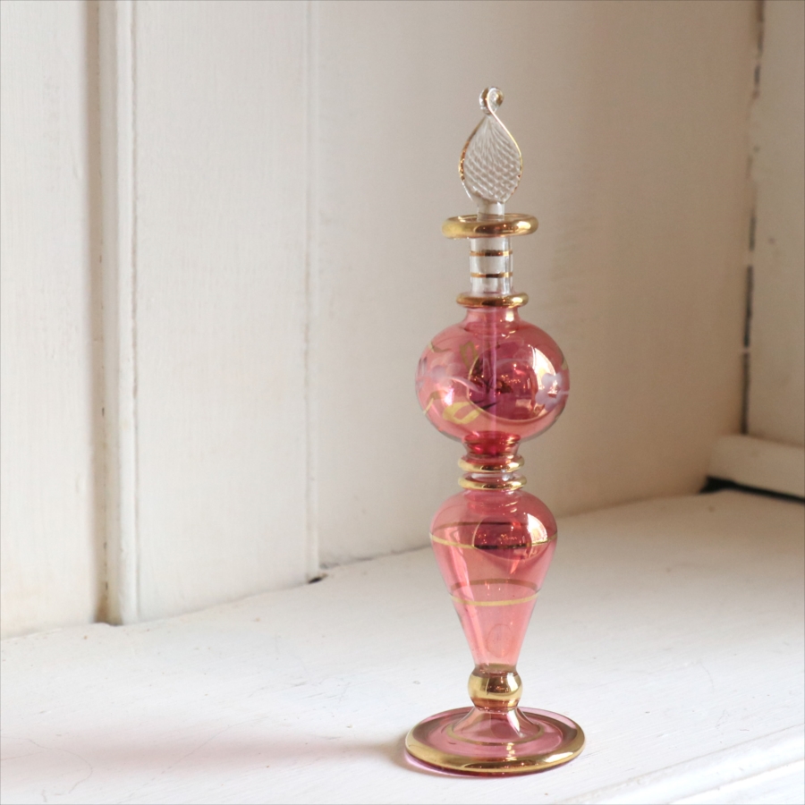 エジプト ガラス　香水瓶 クレオパトラ　15cm　パープル