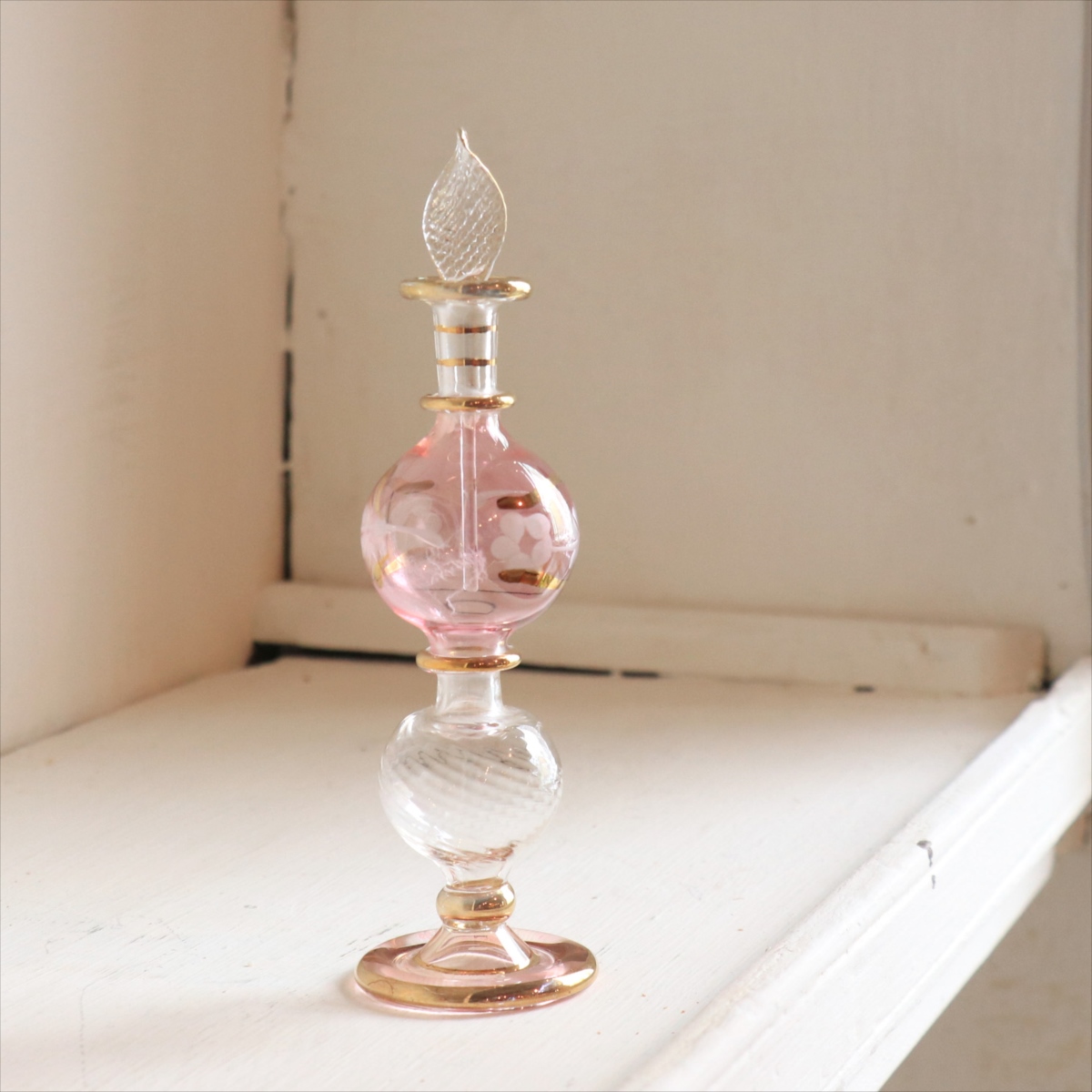 エジプト ガラス　香水瓶 クレオパトラ　15cm　ピンク