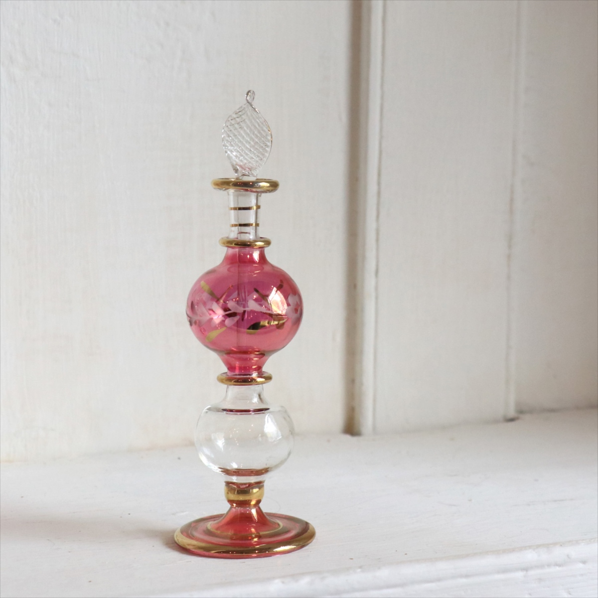 エジプト ガラス　香水瓶 クレオパトラ　15cm　パープル