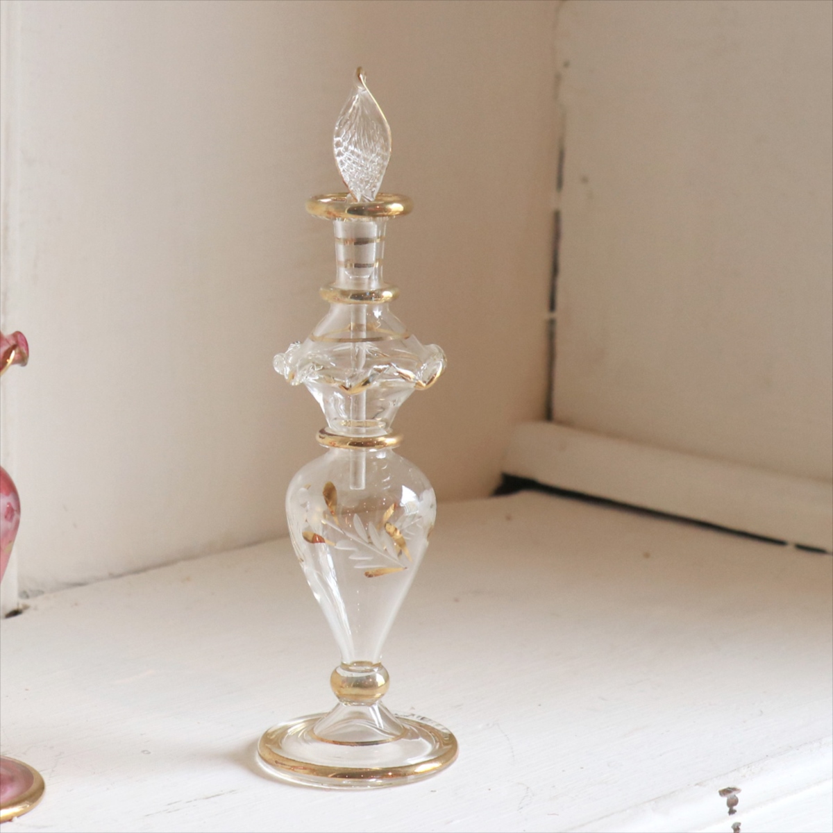 エジプト ガラス　香水瓶 クレオパトラ　15cm　イエロー