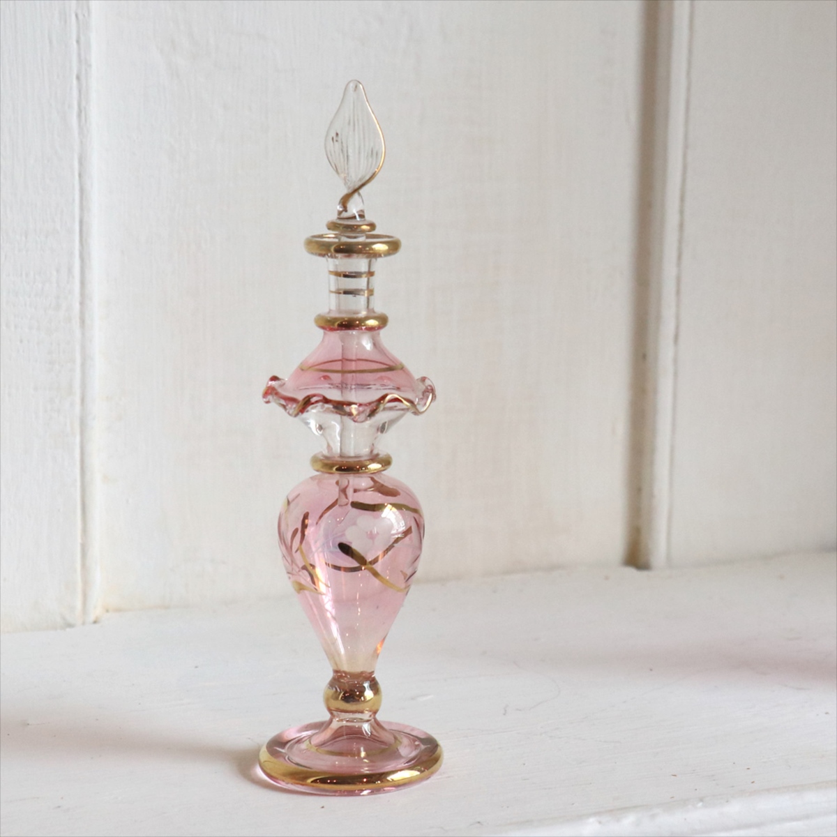 エジプト ガラス　香水瓶 クレオパトラ　15cm　ピンク
