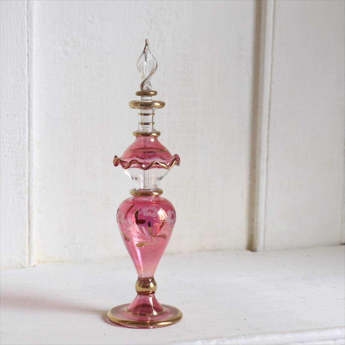 エジプト ガラス　香水瓶 クレオパトラ　15cm　パープル