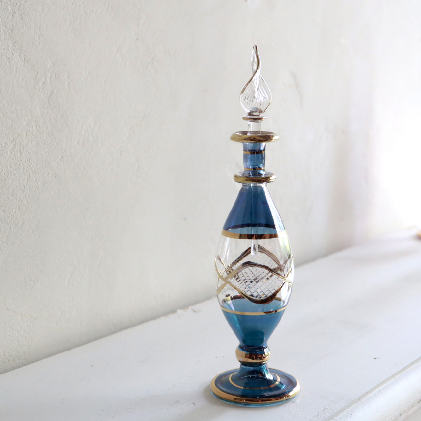 エジプト ガラス　香水瓶 クレオパトラ　ブルー