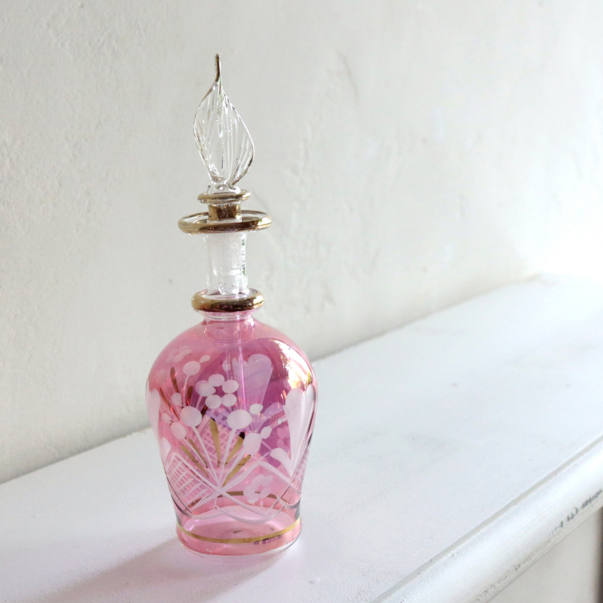エジプトガラス香水瓶　Egyptian Perfume Bottle　パープル　15㎝
