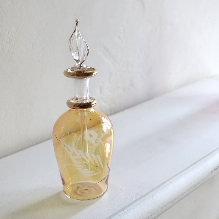 エジプトガラス香水瓶　Egyptian Perfume Bottle　イエロー　15㎝
