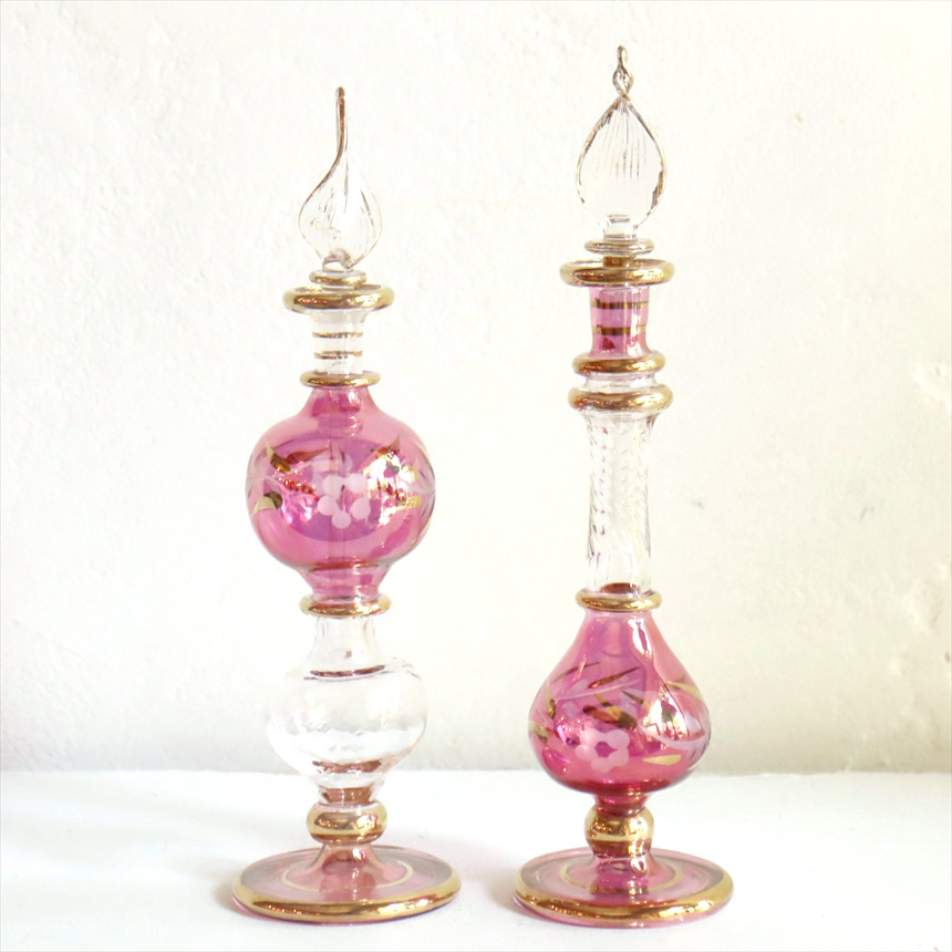 エジプト香水瓶　2本セット 15cmサイズ　クレオパトラ Egyptian Glass purfume bottle