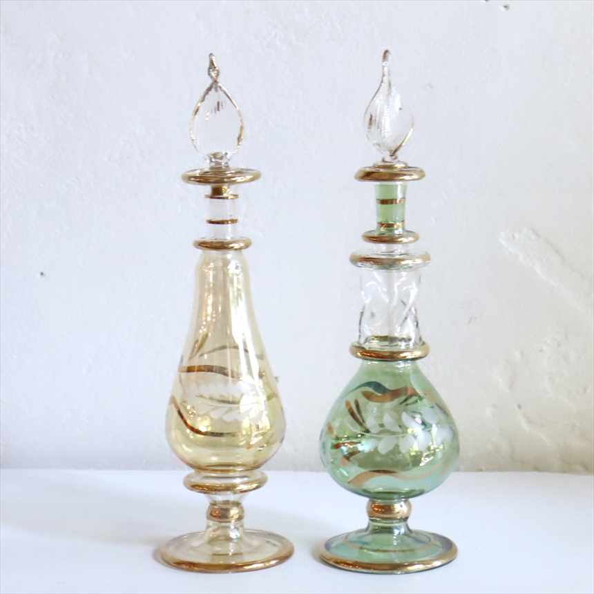 エジプト香水瓶　2本セット 15cmサイズ　クレオパトラ Egyptian Glass purfume bottle
