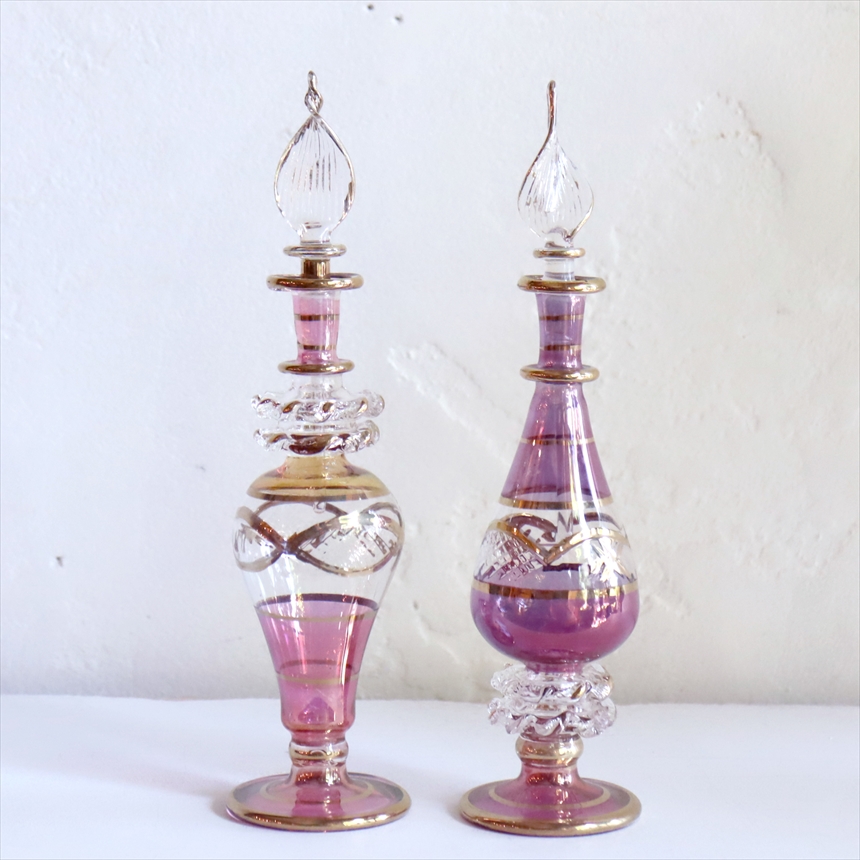 エジプト香水瓶　2本セット 15cmサイズ　クレオパトラ Egyptian Glass purfume bottle