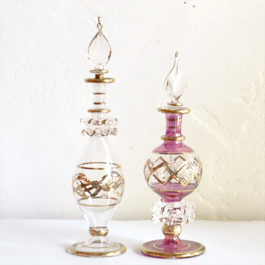エジプト香水瓶　2本セット 15cmサイズ　クレオパトラ Egyptian Glass purfume bottle